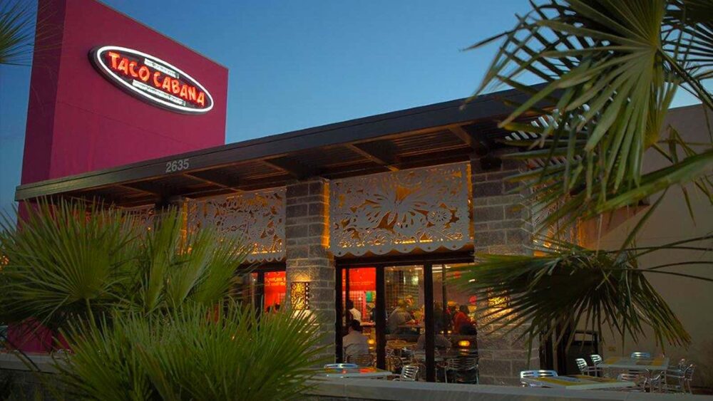 Dusk view of Taco Cabana store